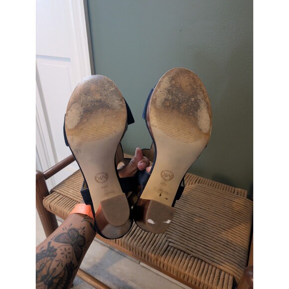 Michael Kors Womens Navy Berkley Suede Platform Sandals Sz 10 Party Clubwear Fun - Picture 7 of 11